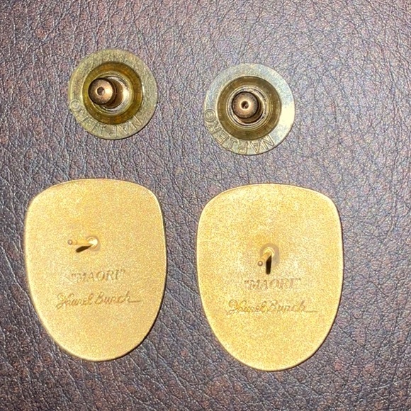 Laurel Burch Māori Post and Clutch Earrings 80s Vintage - Picture 7 of 9